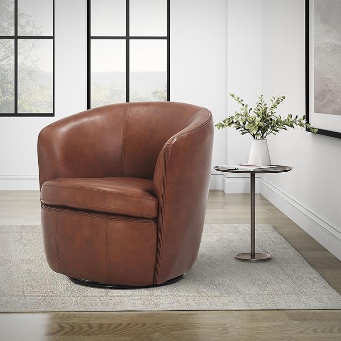 Parker Living Barolo - Vintage Whiskey 100% Italian Leather Swivel Club Chair