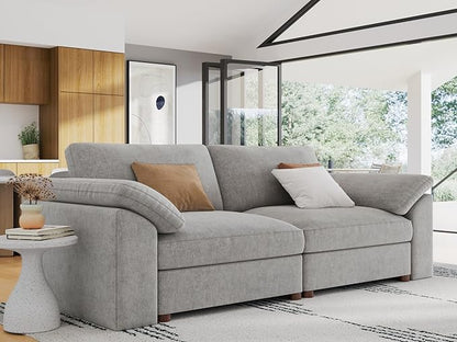 EASE MOOSE Modern Comfty 2 Seat Solid Wood Frame Sofa, FSC Certified Modern Deep Seat Couch,Grey Loveseat Sofa for Living Room