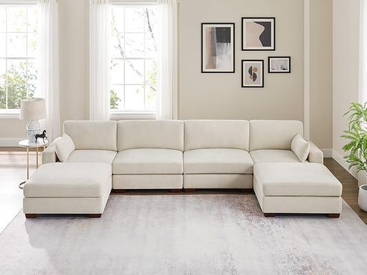 VANOMi Large Modular Sectional Sofa, Oversized Couch with Charging Station, Cloud Couch Deep Seat Sofa with Thick Cushion, Convertible Sectional Couches for Living Room Office Apartment