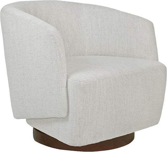 MINCETA Accent Chair,Modern Swivel Chairs for Living Room and Bedroom Reading with Wood Base,Performance Fabric in Ivory