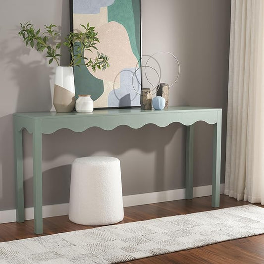 SAFAVIEH Home Collection Lilith Farmhouse French Country Sage Wavy Console Table for Entryway, Living Room, Foyer