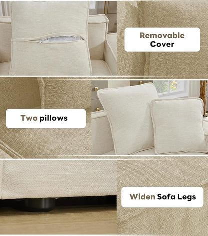 WILLOVE 109'' Modular Sectional Sofa, Chenille Cloud Couch with Wide Armrests & 5 Pillows, Deep Seat Couches for Living Room, Beige