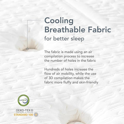 EPITEX Silverluxe Prime Queen Mattress, 12 Inch Gel Memory Foam Queen Size Mattress in a Box, Individual Pocket Spring for Low Motion Transfer, Medium Firm Mattress, Gray