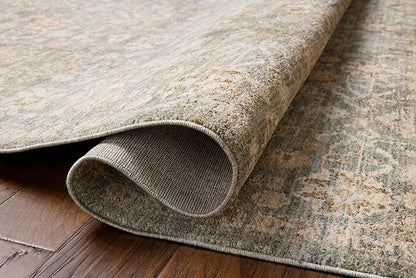 Loloi Chris Loves Julia Palma Collection PLM-05 Blue/Natural 6'-3" x 9'-6" Area Rug Vintage Style Boho Living Room Bedroom Carpet