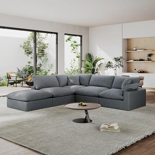 Modular Sectional Sofa Cloud Couch,Down Filled Comfy Cloud Modern Sofa,Oversized Couch Cushion Covers Removable for Living Room,Light Blue