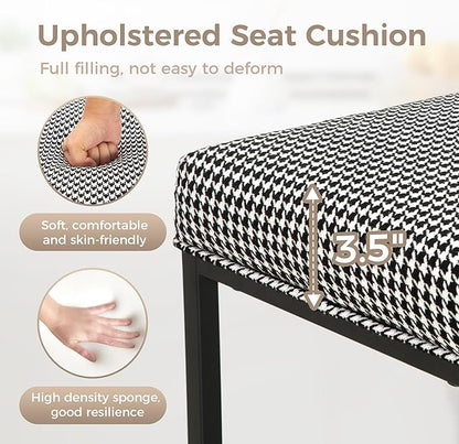 MAISON ARTS Bar Stools Set of 4 | Counter Height Bar Stools for Kitchen Island | 24" Backless Modern Bar Height Stools with Houndstooth Pattern