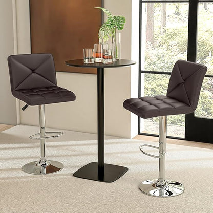 COSTWAY Bar Stools Set of 4, Modern PU Leather Swivel Bar Chairs, Height Adjustable Upholstered Barstools with Premium Gas Rod, Sturdy Footrest, Round Base, for Kitchen, Dining Room, Office,Brown