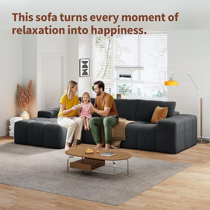 114” Oversized Modular Sectional Couch for Living Room, Chenille Boneless Couch L-Shape Cloud Sofa with Deep Seat and Chaise, Memory Foam Compressed Sofa for Living Room Furniture Bedroom Apartment