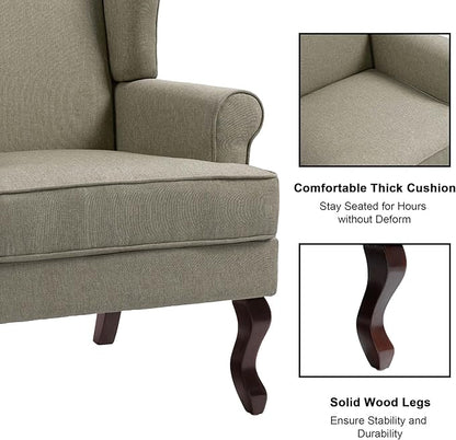 Accent Chair, High Back Upholstered Armchair with High Resilience Sponge & Wood Legs, Mid-Century Modern Comfy Single Sofa Reading Chairs for Living Room, Bedroom (Light Camel, Set of 1)