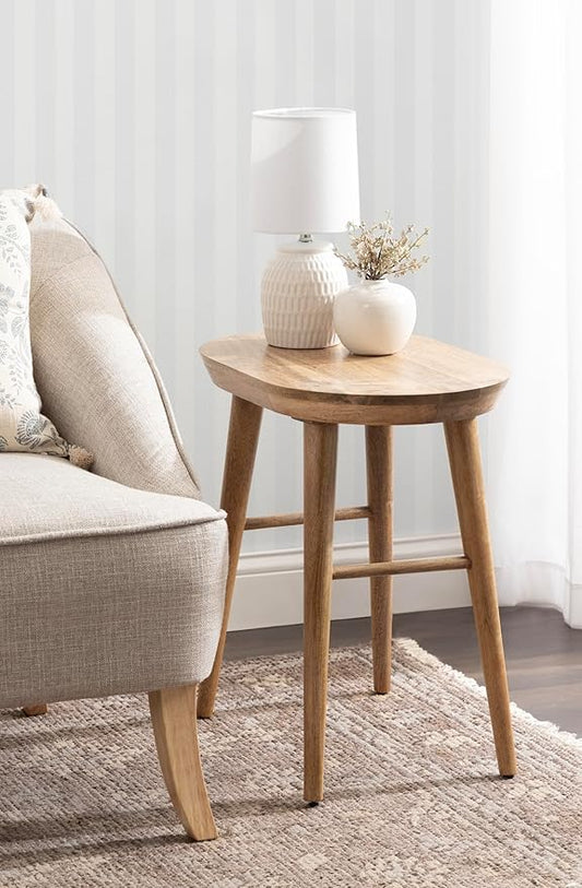 Kate and Laurel Conan Modern Oval Mango Wood Side Table, 22 x 14 x 22, Natural Wood, Mid-Century Capsule End Table with Tapered Dowel Legs for Use as Bedroom Nightstand or Indoor Plant Stand