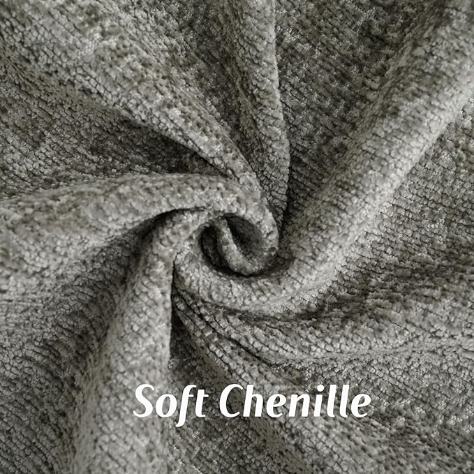 FUTEI Grey Chenille Throw Pillow Covers 16x16 Inch Set of 2,Soft Cozy Bound Edge Design Cushion Case,Home Decor for Couch Bed Living Room