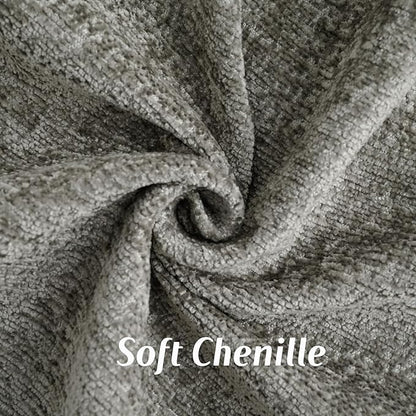 FUTEI Grey Chenille Throw Pillow Covers 16x16 Inch Set of 2,Soft Cozy Bound Edge Design Cushion Case,Home Decor for Couch Bed Living Room