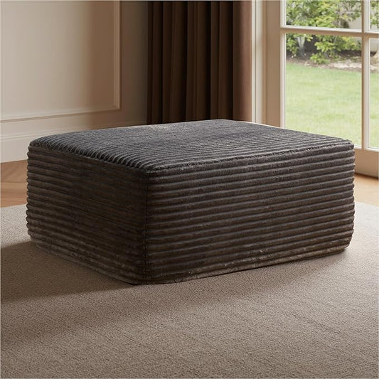 Removable Ottoman Can be Footrest Or Side Table, Idea for Living Room Bedroom Balcony(Plush Fabric, Grey)