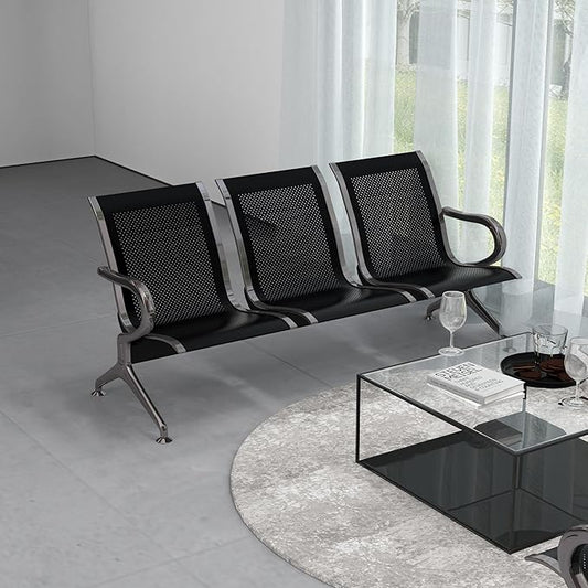 Kinsuite Waiting Room Chair - 3-Seat Airport Reception Lobby Office Bench, Black