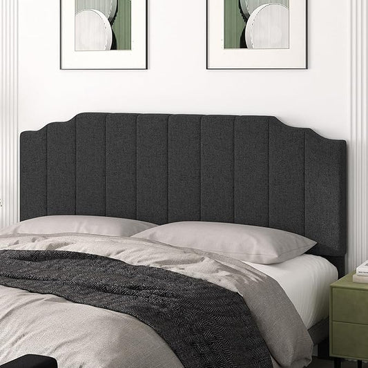 King Size Headboard Only, Linen Wall Mounted Headboard King for Adjustable Bed Modern Upholstered Head Board Easy Assembly, Dark Gray