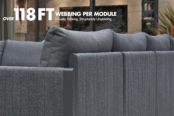 PURPLE LEAF 4 Pieces Patio Conversation Sets All Weather Outdoor Couch Sectional Set with Cushion Small Conversation Set for Garden Poolside Backyard Gray