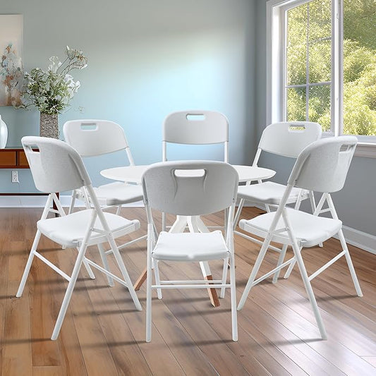 4 Pack Folding Chair, 700 lb Weight Capacity,Indoor/Outdoor Heavy Duty Foldable Chairs for Restaurants, Kitchens, Picnics, Races, Parties & Weddings. (4, White)