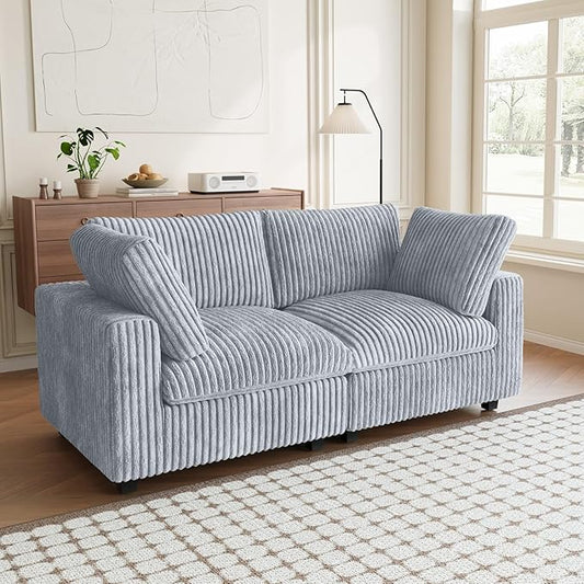 78.74" Oversized Loveseat Sofa, Deep Seat Cloud Couch, 2 Seat Comfy Modular Sectional Couches for Living Room, Plush Couch Cushion Covers Removable, Gray
