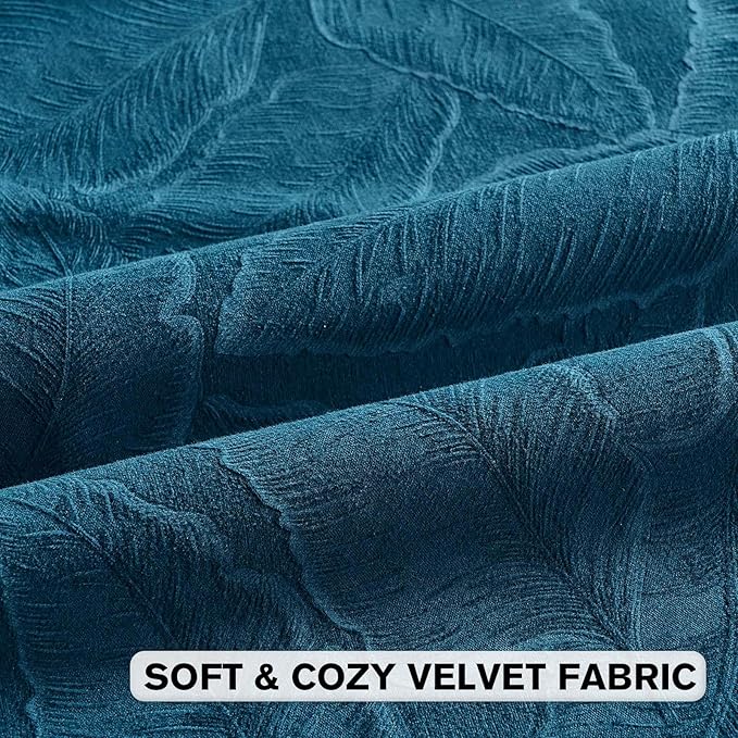 FUTEI Navy Blue Velvet Throw Pillow Covers 16x16 Inch Set of 2,Soft Embossed Leaf-Relief Textured Cushion Cases,Natural Home Decor for Couch Living Room