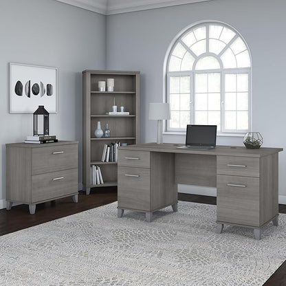 Bush Furniture 2 Drawer Lateral File Cabinet, Letter and Legal-Size Document Storage for Home or Professional Office, Somerset Collection, Platinum Gray