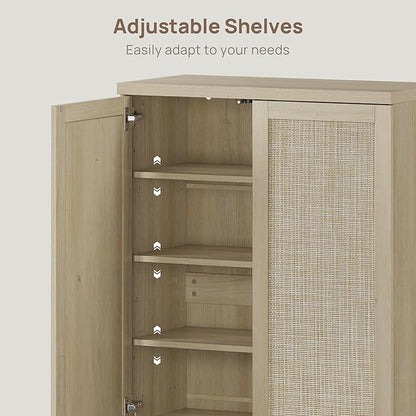 SICOTAS Rattan Shoe Storage Cabinet - Modular Shoe Cabinets with Door Tall Large Shoe Cabinet Storage for Entryway - 31.2" Wide Modular Cabinet for Hallway, Living Room