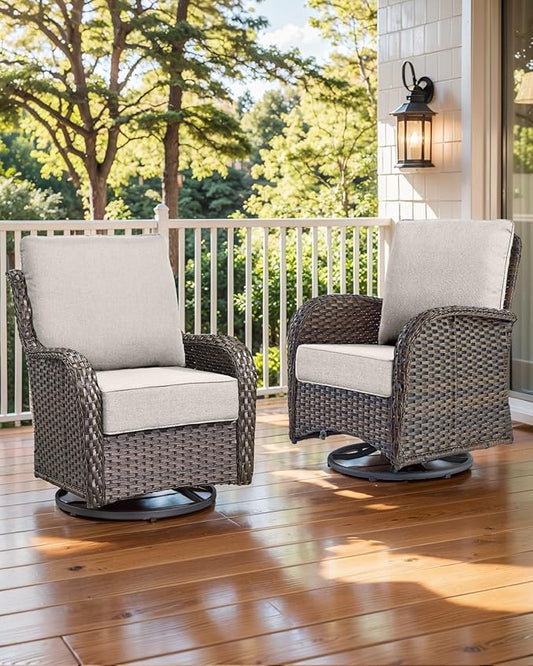 Luxury 22x24/22x25 6-Inch Outdoor Furniture Cushions Set of 6 - Comfortable Deep Seat Patio Zipper Chair Cushion for Wicker Dining Rocking Swivel Chairs Loveseat Couch Sectional Sofa - Beige