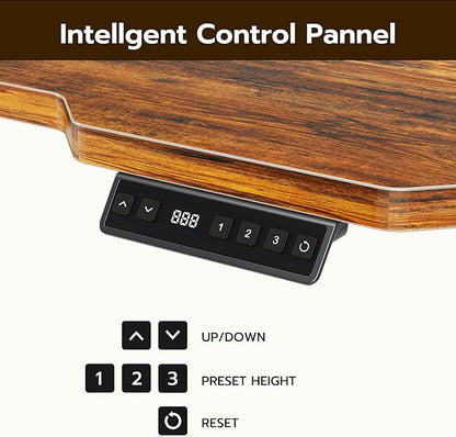 71 Inch L Shaped Standing Desk Adjustable Height, Electric Corner Standing Desk, Sit Stand Computer Table with Reversiable Splice Board, Rustic Brown