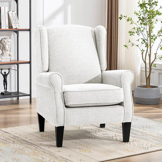 Accent Chair, Modern Living Room Chairs with Wingback, Comfy Upholstered High Back Single Sofa for Bedroom, Mid-Century Reading Armchair Sillas para Sala