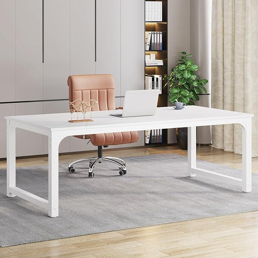 Tribesigns Modern Computer Desk, 78.7 x 39.4 inch X Large Executive Office Desk Computer Table Study Writing Desk Workstation for Home Office,White