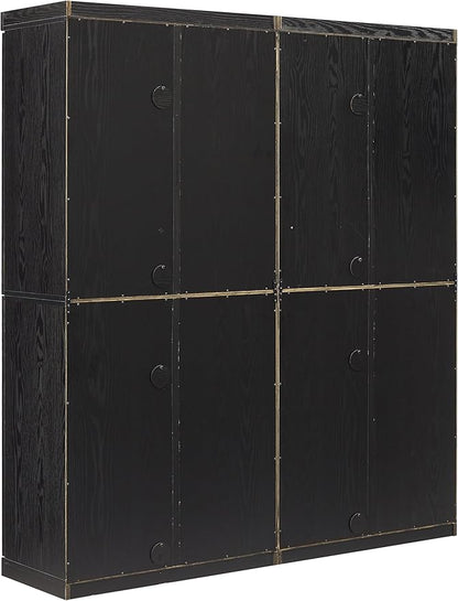 Crosley Furniture Essen 2-Piece Glass Door China Hutch Kitchen Pantry Storage Cabinet Set, Dining Room, Black