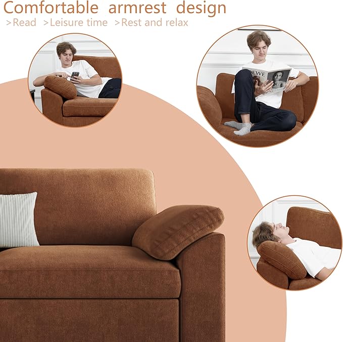 EASE MOOSE Brown Sectional Modular Sofa，Oversized L Shape Sectional Couch Wide Deep Modular Sofa Brown Couch