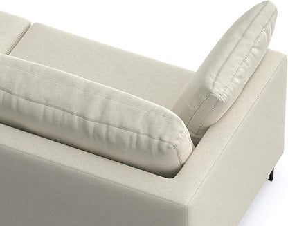 SIMPLIHOME Ava Sofa in 100% Recycled Polyester Tightly Woven Performance Fabric, Cream, 90-inches Wide, Handcrafted Mid-Century Modern Style Sofa for Living Room or Couch for Family Room