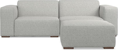 SIMPLIHOME Rex Modular Sofa and Ottoman Set in 100% Recycled Polyester Tightly Woven Performance Fabric, Pale Grey, 88-inch-Wide 2-Seater Couch and Matching 34-inch-Wide Table Ottoman for Living Room