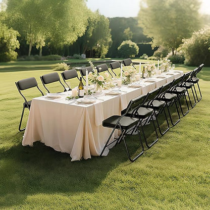 4 Pack Padded Folding Chairs with Cushion, Foldable Dining Chair Set Portable Indoor Outdoor Stackable Folding Chairs with Steel Frame for Home Office Events Wedding Party Black