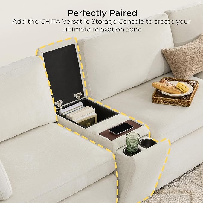 CHITA Oversized Modular Cloud Sectional Sofa, FSC Certified U Shaped Sectional Couches for Living Room, 112 inch Width, 5 Seat Modular Sofa Includes 2 Storage Ottomans, Linen