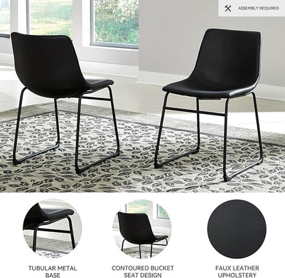 Signature Design by Ashley Centiar Mid Century Dining Room Bucket Chair, 2 Count, Black