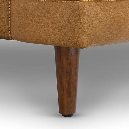 SIMPLIHOME Livingston 90-inch Wide Sofa in Sienna Top Grain Genuine Leather, Handcrafted Mid-Century Modern Couch for Living Room, Large 3-Seater with Feather-Wrapped Cushions and Solid Wood Frame