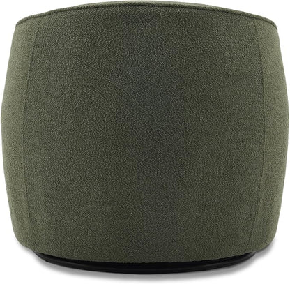 Swivel Accent Chair Set of 2, Modern Upholstered Boucle Barrel Arm Chairs with Pillow for Living Room, 360 Degree Round Swivel Sherpa Armchair with Round Base for Bedroom Club (2, Green)
