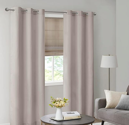Madison Park Galen Cordless Roman Shade, 29"W x 64"H, Sheen Taupe – Room Darkening, Thermal Insulated, Energy Efficient Window Blind with Subtle Sheen Basketweave Fabric for Privacy