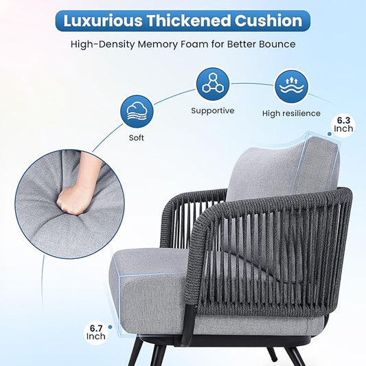 5-Piece Outdoor Patio Furniture Set All Weather 4-Seat Sofa with Coffee Table & Waterproof Thick Cushion – Patio Conversation Sets for Lawn, Balcony, Porch, Muebles para Patios Exteriores