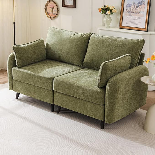 73'' Loveseat Sofa with All Seats Storage, Modular Sectional Couch with Deep Seat,Oversized Comfy Couch with 7.8'' Cushion for Living Room,Bedroom,Velet,Green