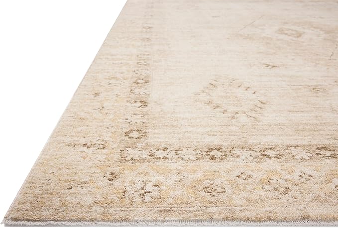 Loloi Chris Loves Julia Palma Collection PLM-06 Natural/Smoke 2'-7" x 7'-6" Fringe Runner Rug Vintage Style Boho Living Room Bedroom Carpet