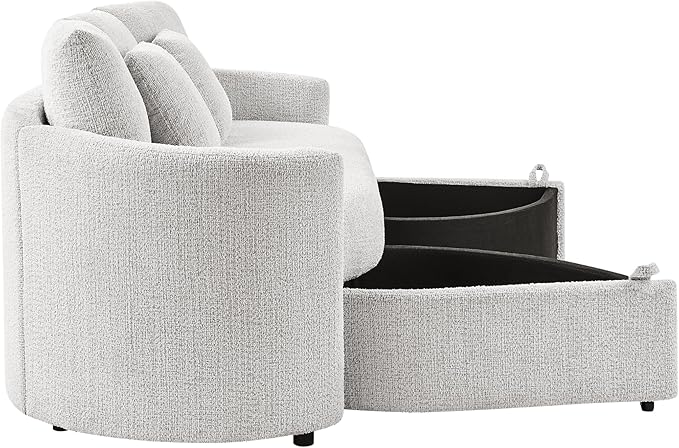 Studio Living® Beckett 92" Storage Sofa, Modern Farmhouse, Pocket Coil Comfort, Easy Assembly, Chenille Fabric, Ivory