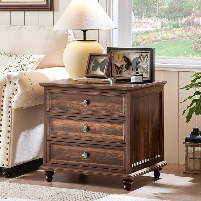 Farmhouse Dresser and Nightstand Sets, Wooden 7 Drawers Dresser & 24" Night Stand with 3 Drawers, 2 Piece Bedroom Furniture Set, Chest of Drawers for Bedroom, Home, Living Room, Hallway