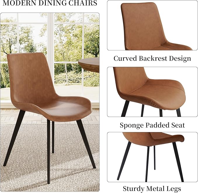 Extendable Round Dining Table Set for 6 People, 43.3"-59.1" Extendable Kitchen Table with 6 Upholstered Chairs, Space Saving for Kitchen Dining Room (Walnut Table+6 Brown Chairs)