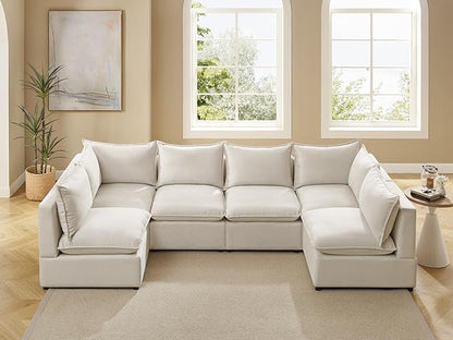 VANOMi Modular Sectional Sofa, 6 Seater Sectional Sofa Modular Sectional Couch for Living Room, V Shape Sofa