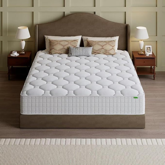 King Mattress, 10 Inch Hybrid Memory Foam Mattress in a Box, Cooling Gel for Pressure Relief & Back Pain Support, CertiPUR-US Certified, Medium Firm Bed, Fiberglass Free, Breathable Comfort Sleep