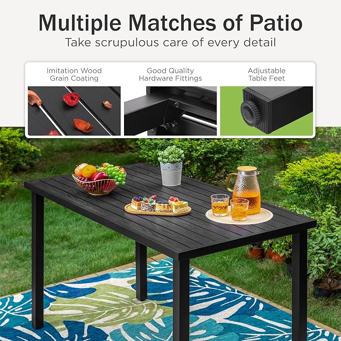 PHI VILLA 5 PCS Outdoor Bar Set, Counter Height Swivel Chair with Rectangle Metal Table, Textilene Fabric and Quick-Drying Waterproof,High Patio Set for Garden, Yard, Poolside