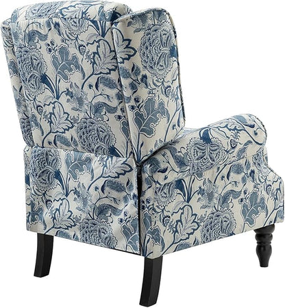 HULALA HOME Upholstered Wingback Recliner Chair Set of 2, Small Adjustable Footrest Push Back Single Reclining Sofa, Mid Century Modern Lounge Armchair for Living Room, Bedroom, Reading/Jacobean