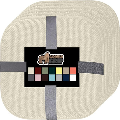 GORILLA GRIP Slip Resistant Chair Cushions, No Ties Required, Set of 6 Memory Foam Pads for Dining Room, Kitchen Table, Office, Rocking Chairs, Plush Seat Cover Cushion Pad, Home Decor, 16x16, Cream